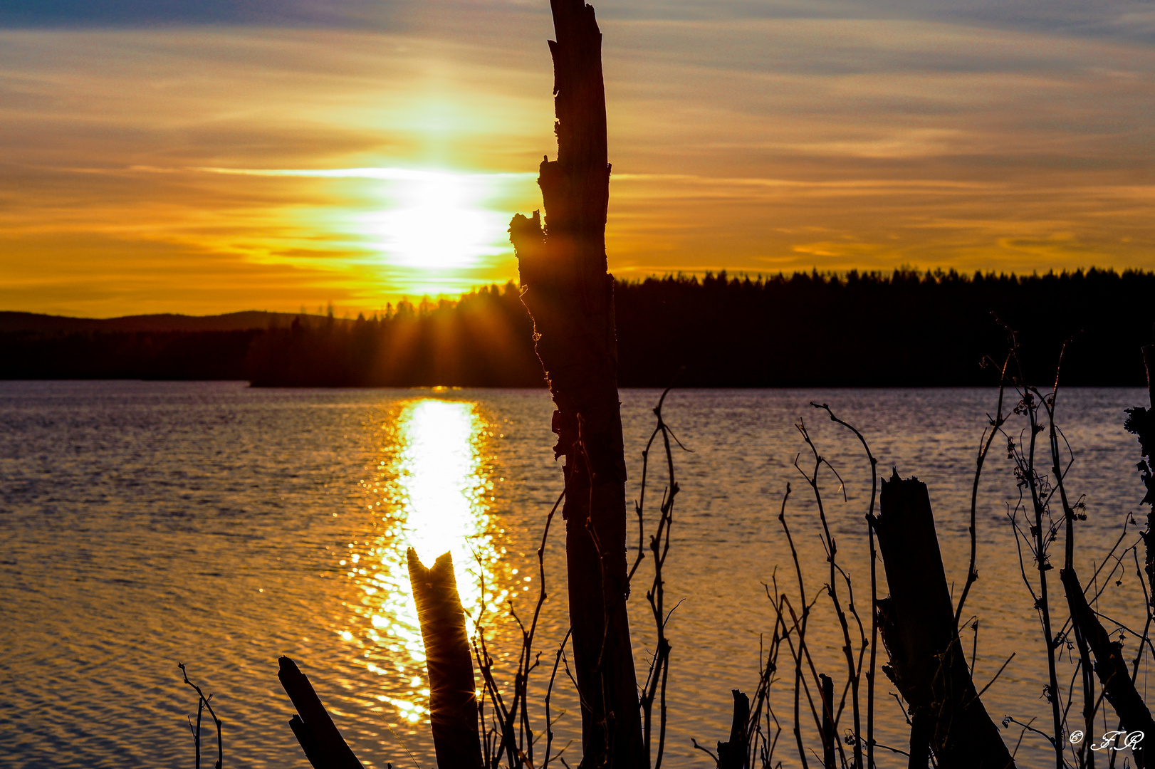 Sonne über dem Fluss