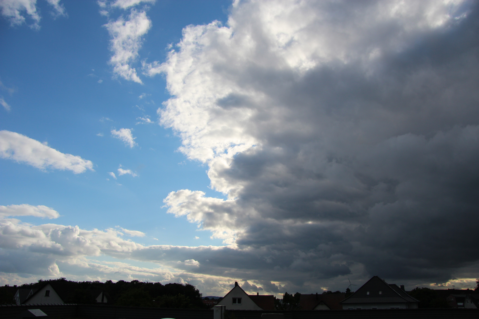 Sonne vs. Regen, blauer Himmel vs. Gewitter