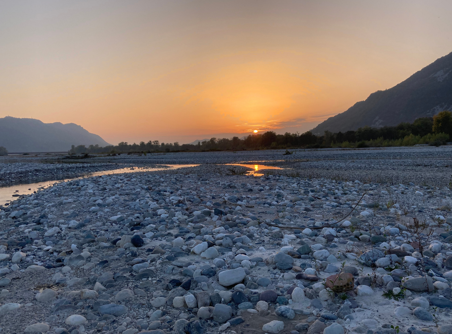 Sonnen untergang am Tagliamento