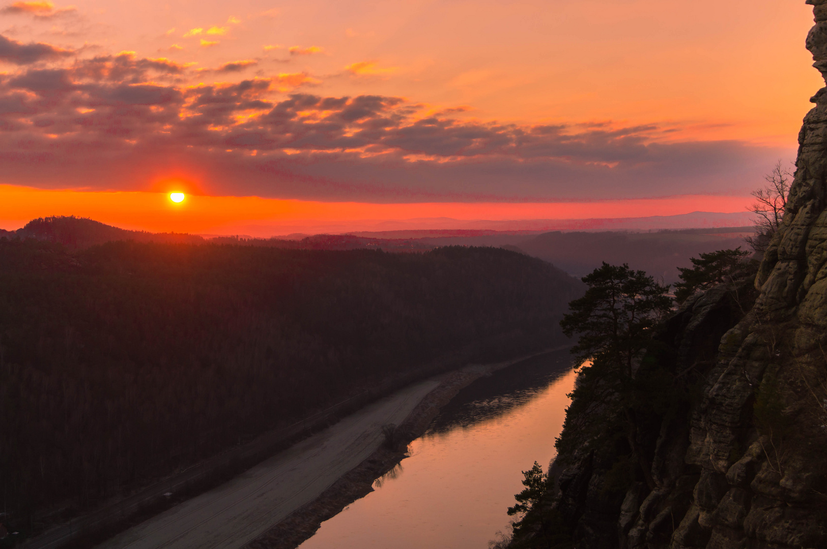 sonnen untergang Bastei Elbe