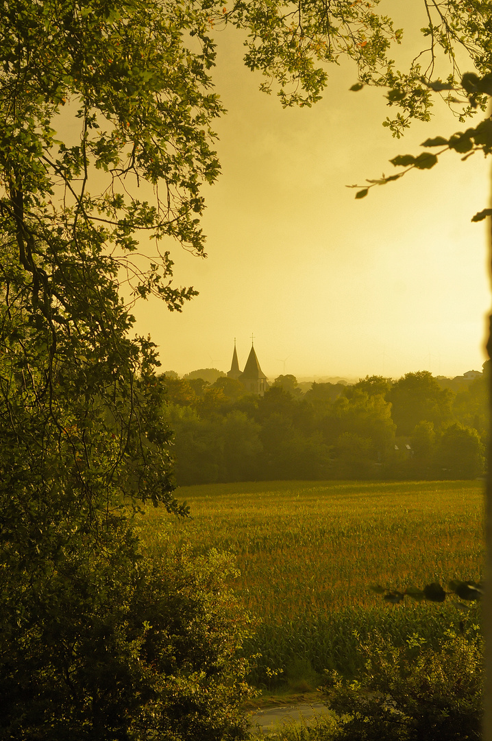 Sonnen untergang im Brochterbecker Land