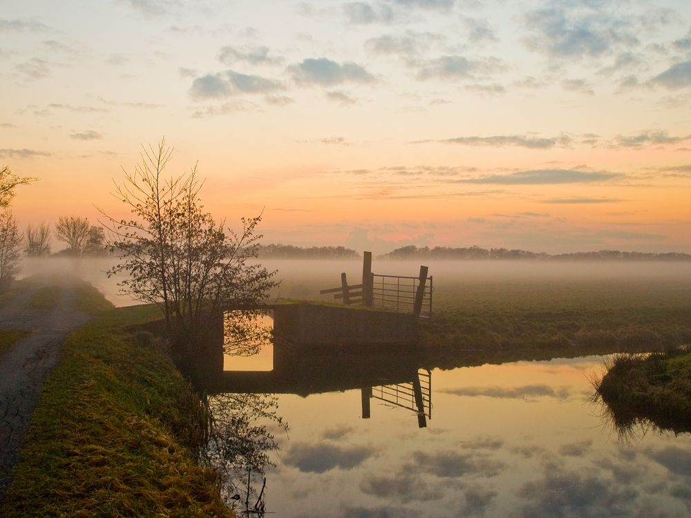 Sonnen untergang uber polder Middelblok von Abe Maaijen 