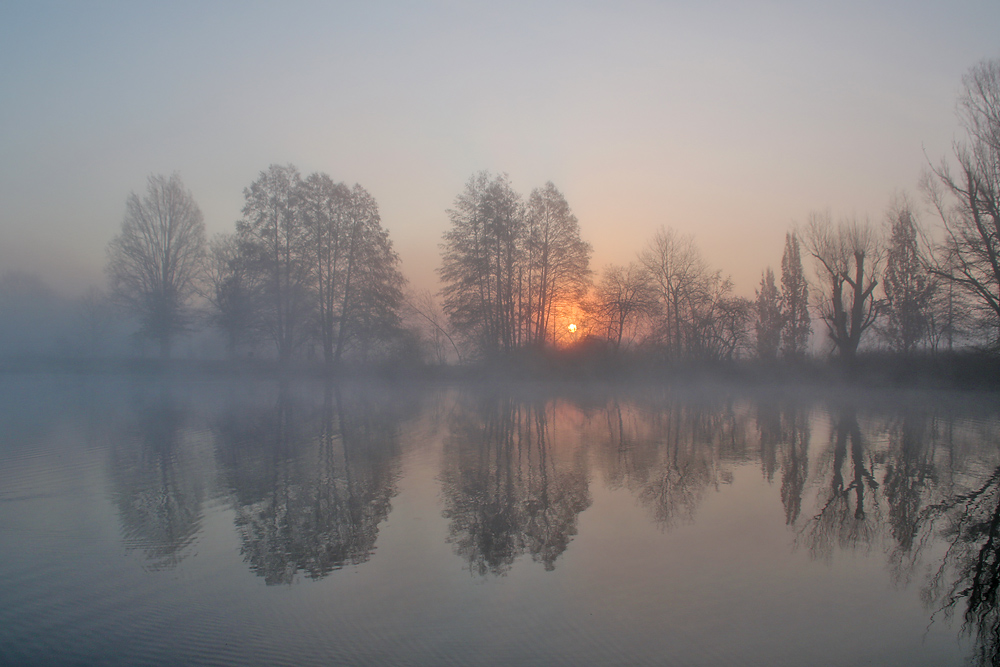 Sonnenaufgang am 18.02.2024 am Weiher