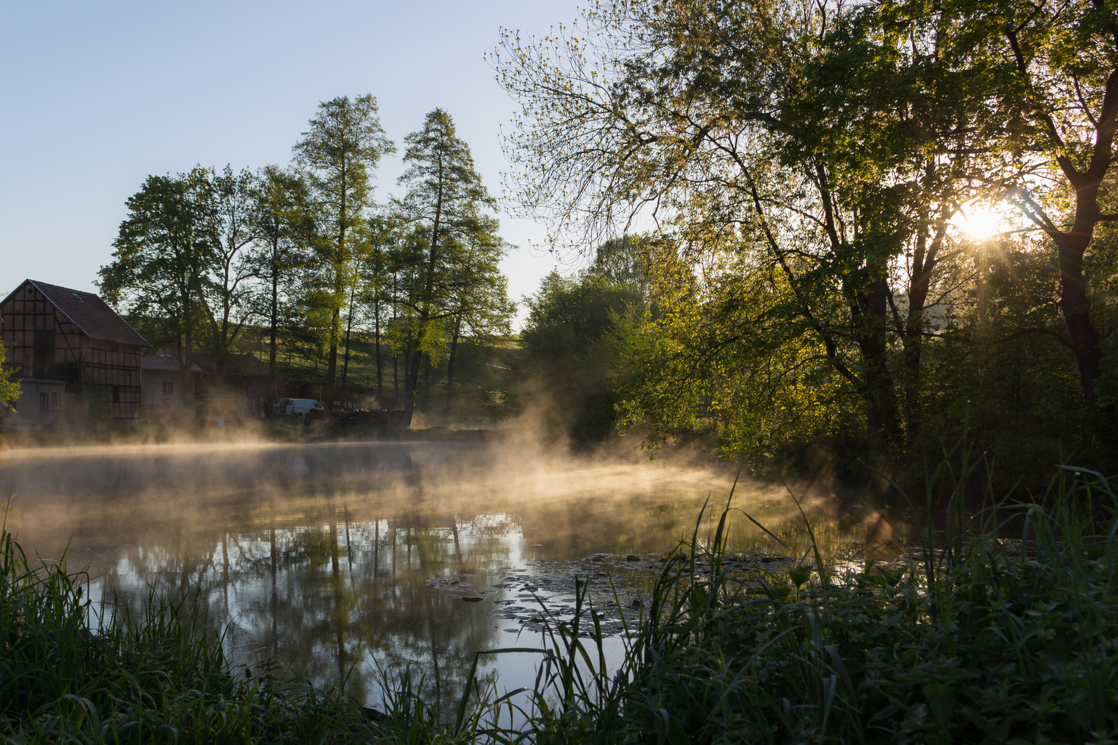 Sonnenaufgang am Dorfteich