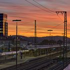 Sonnenaufgang am Hbf. Kaiserslautern mit der Einfahrt vom ICE 935 von Saarbrücken nach...