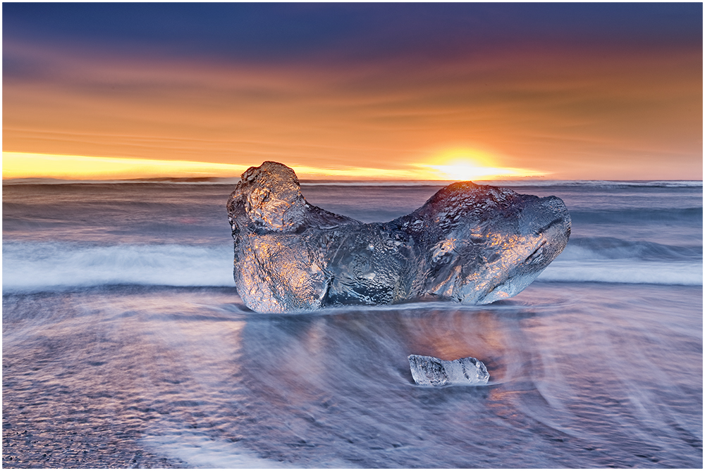 Sonnenaufgang am Jökulsarlon