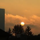 Sonnenaufgang am O2-Turm in München