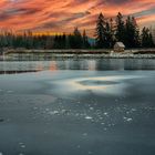 Sonnenaufgang am Oderteich im Winter