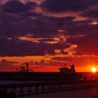 Sonnenaufgang am Ölhaven in Wilhelmshaven