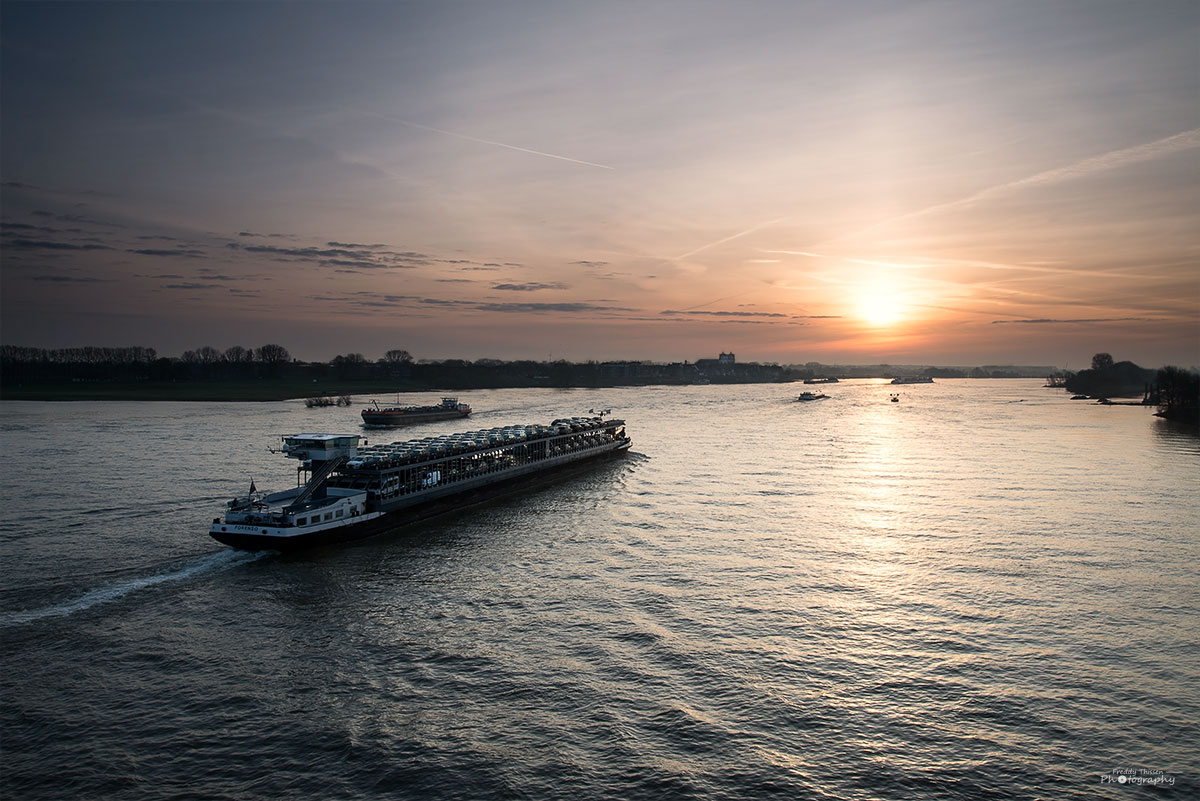 Sonnenaufgang am Rhein.