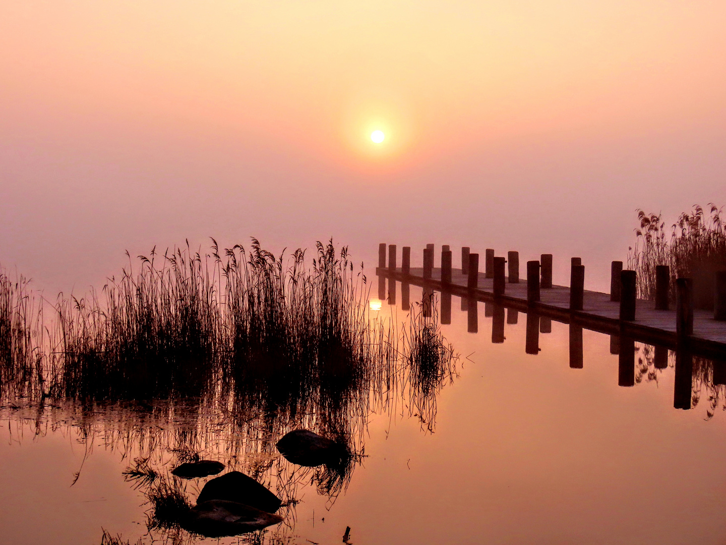 Sonnenaufgang am See in Burgliebenau 