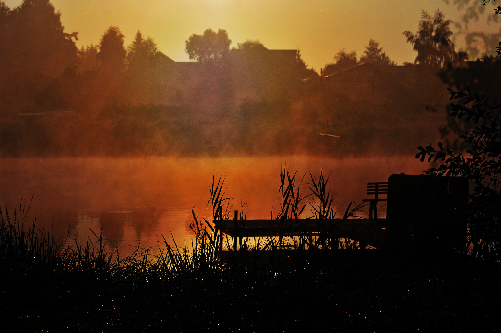 Sonnenaufgang am Seeufer