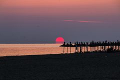 Sonnenaufgang am Strand von Nei Pori, Griechenland, 04. Oktober 07.39 Uhr