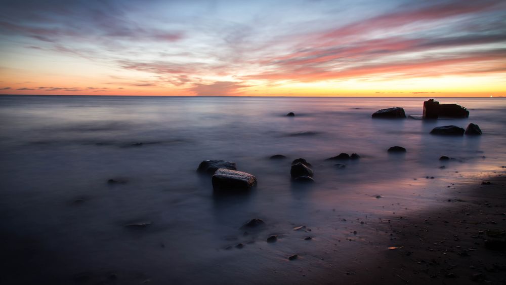 Sonnenaufgang am Strand von Sellin