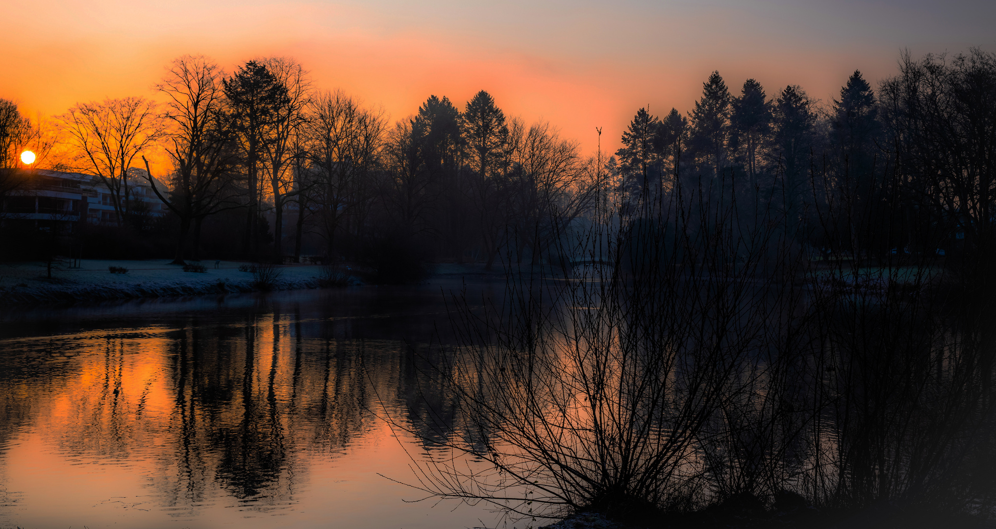 Sonnenaufgang am Teich