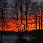 Sonnenaufgang am zugefrorenen See