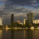 Sonnenaufgang an der Alten Donau in Wien