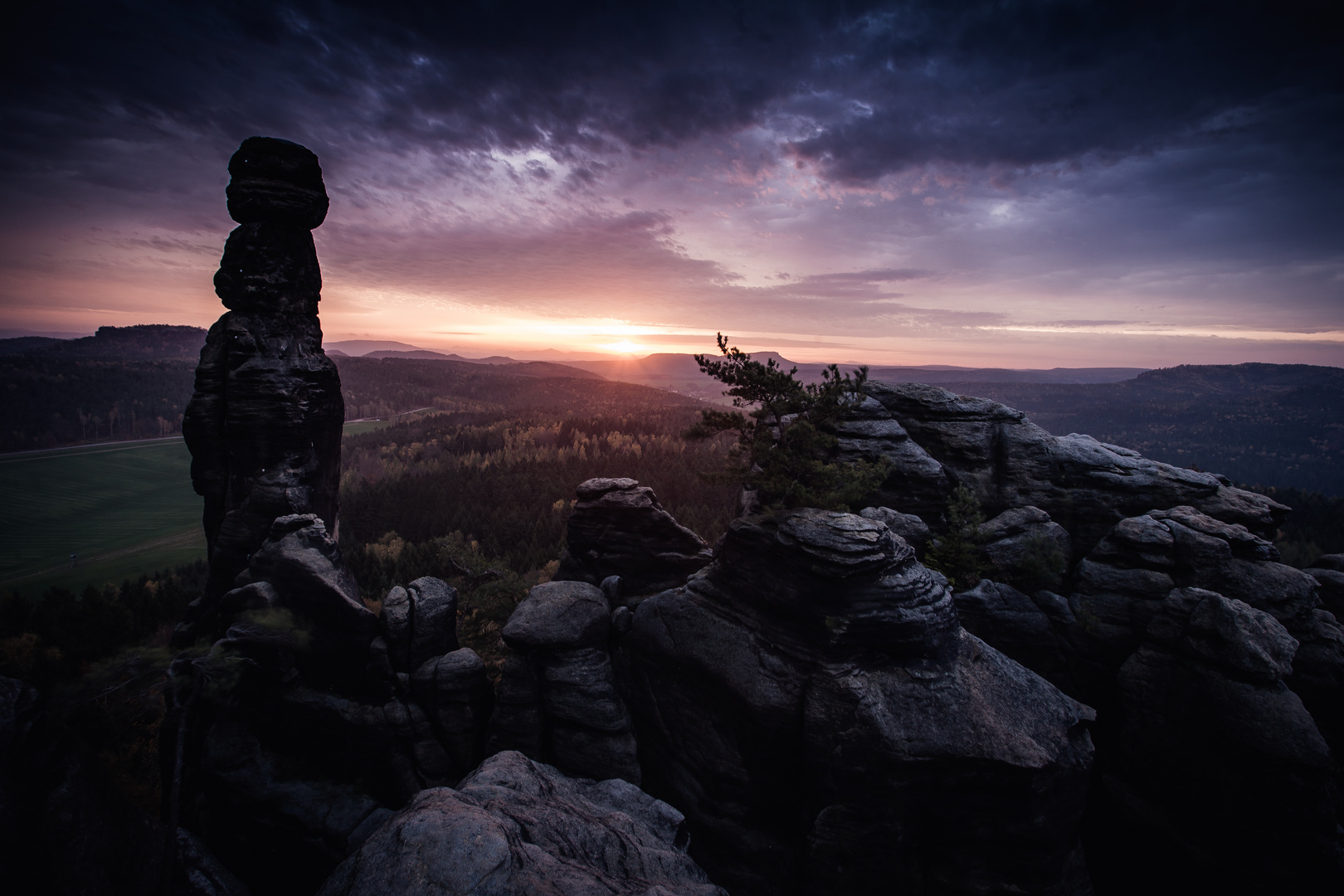 Sonnenaufgang an der Barberine (Pfaffenstein/ Sächsische Schweiz)