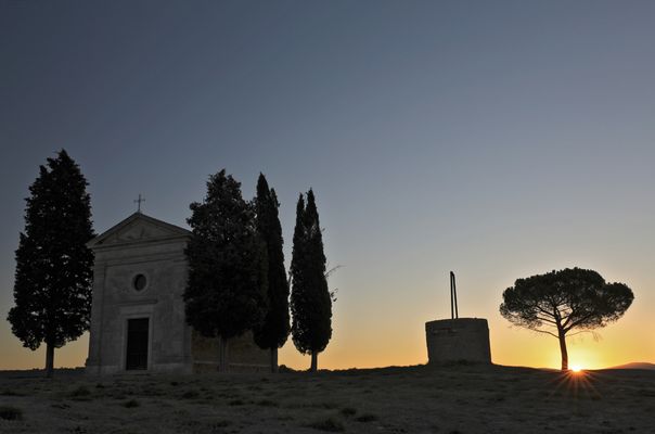 Sonnenaufgang an der Cappella della Madonna di Vitaleta