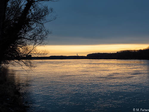 Sonnenaufgang an der Donau im März