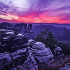 Sonnenaufgang an der Ferdinandaussicht im Elbsandsteingebirge