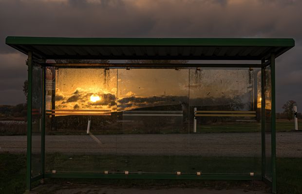 Sonnenaufgang an der Haltestelle Darchau 