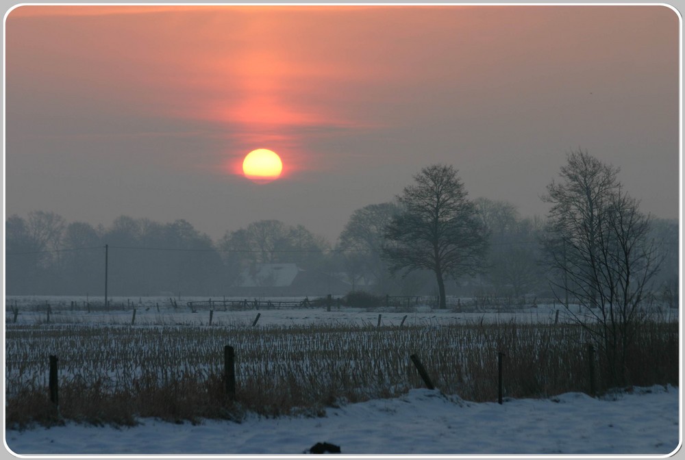 Sonnenaufgang an der Leke in Varel