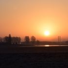 Sonnenaufgang an der Reeser Rheinbrücke