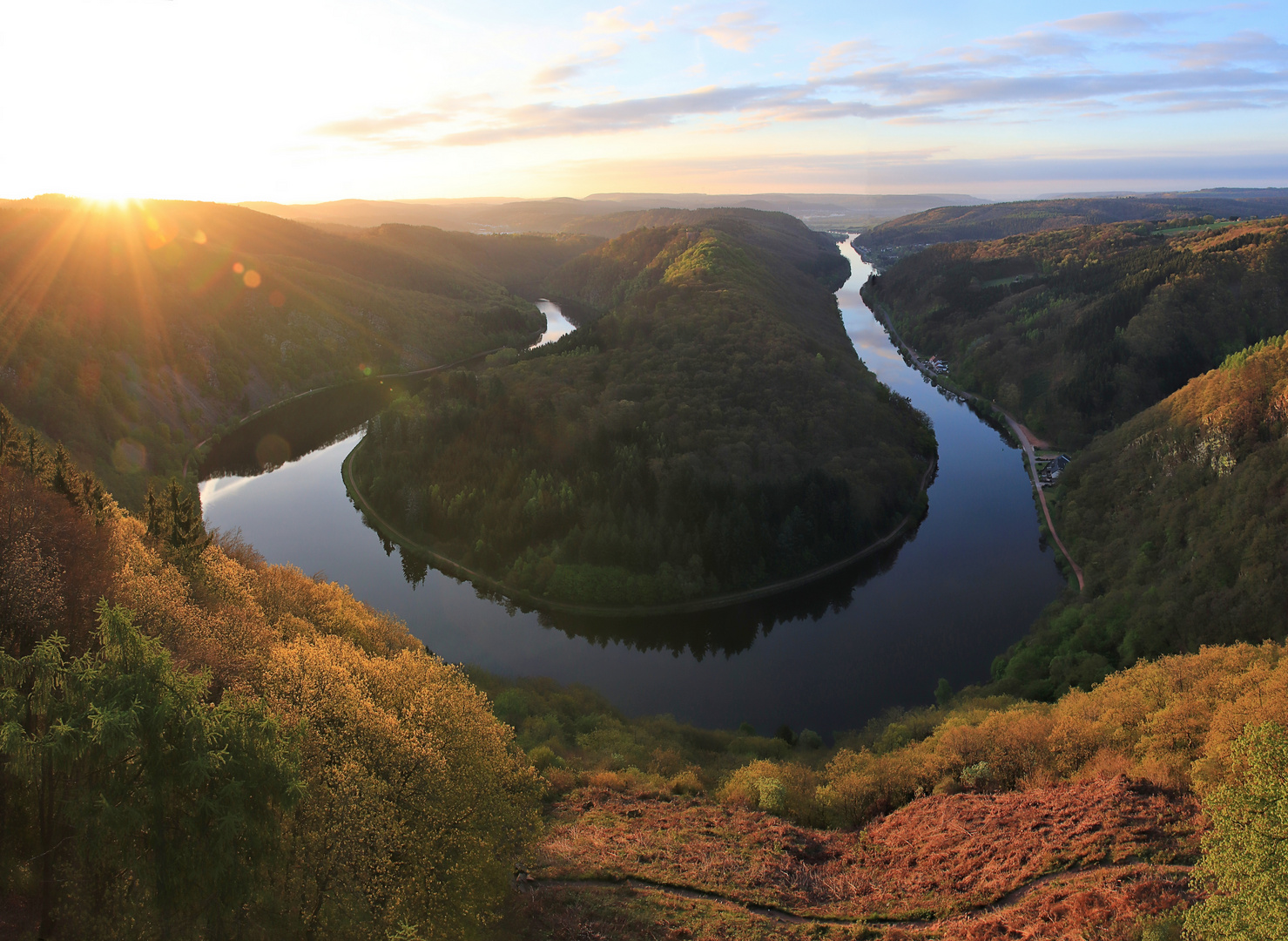 Sonnenaufgang an der Saarschleife