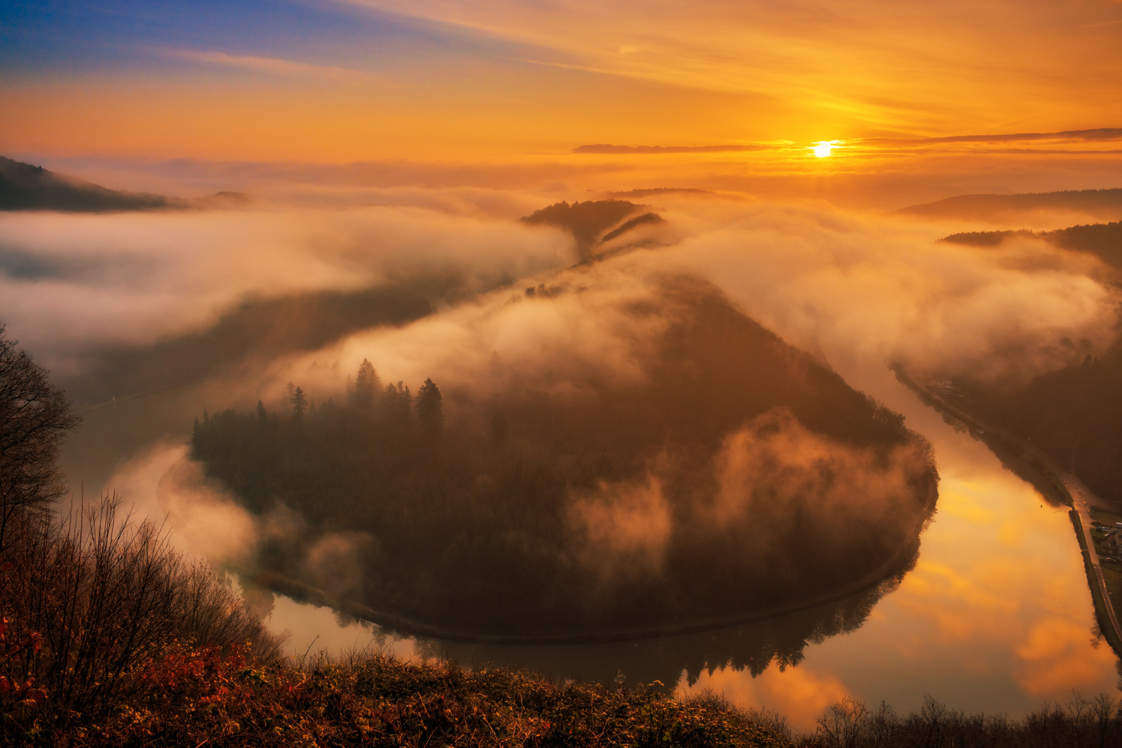 Sonnenaufgang an der Saarschleife