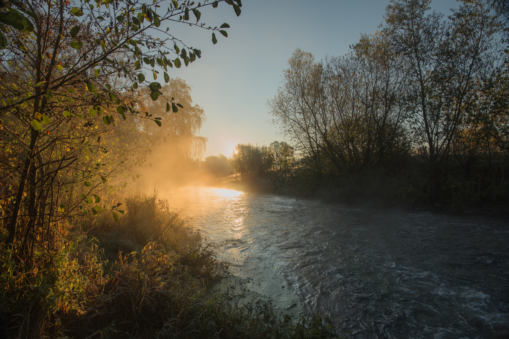 Sonnenaufgang an der Solgleite der Trave ...