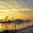 Sonnenaufgang an der Weser bei Grohnde