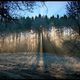 Sonnenaufgang an einem frostigen Morgen