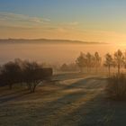 Sonnenaufgang an einem kalten Novembermorgen, aufgenommen von unserem Balkon