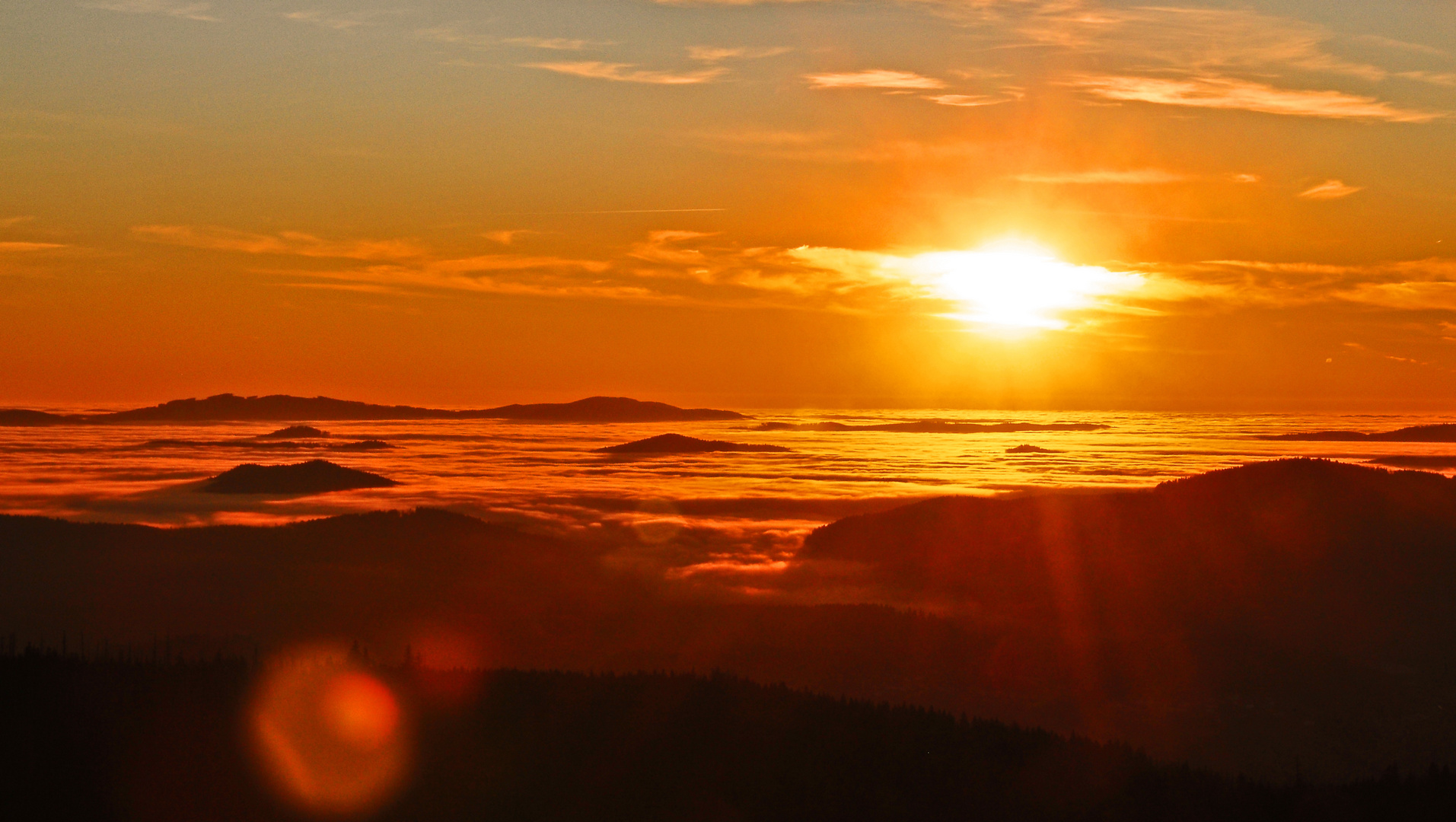 Sonnenaufgang auf dem Lusen im Bayerwald