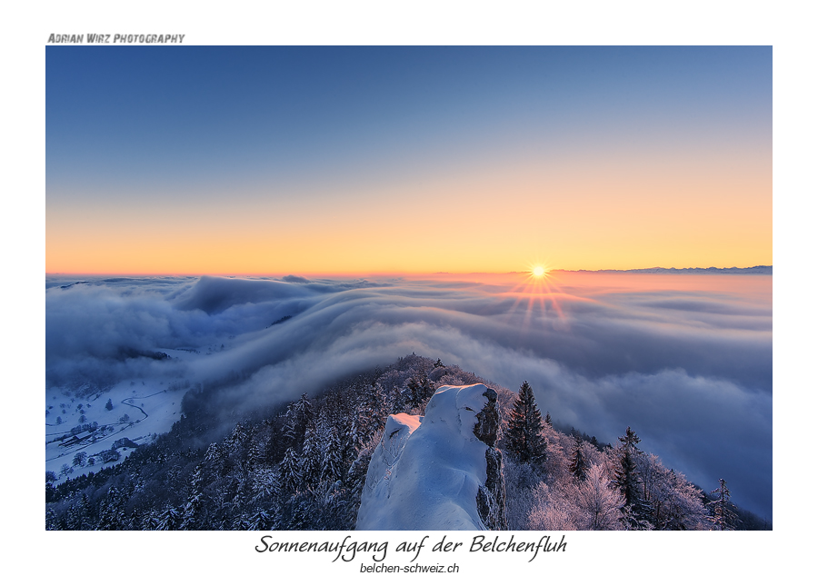 Sonnenaufgang auf der Belchenfluh im Winter