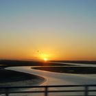 Sonnenaufgang auf der Fahrt zum Mont St. Michel