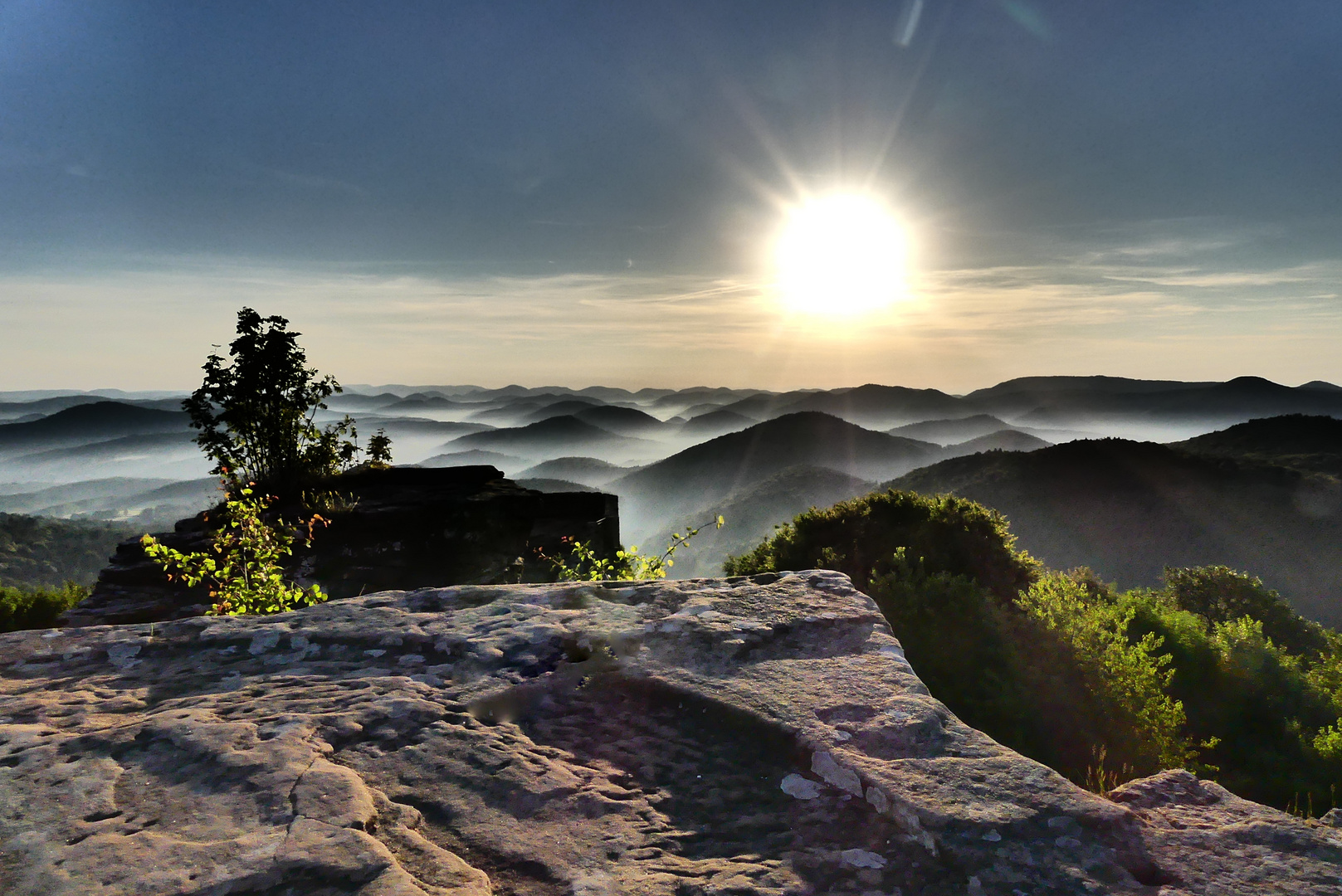 Sonnenaufgang auf der Wegelnburg /Pfälzerwald