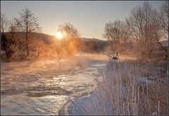 Sonnenaufgang bei -18° an der Eder