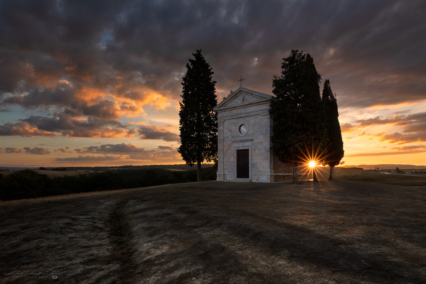 Sonnenaufgang bei der Chapel of the Madonna di Vitaleta 