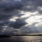 Sonnenaufgang bei Wolken, Limfjord bei Aalborg