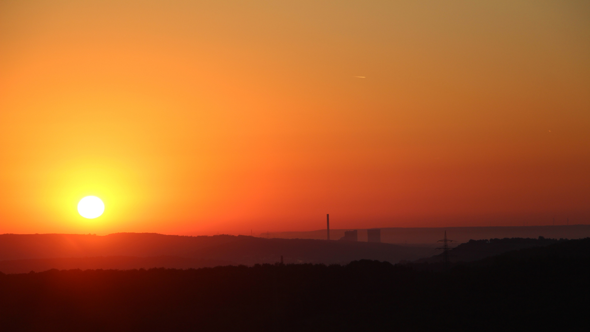 Sonnenaufgang Blick Bexbach Kraftwerk 