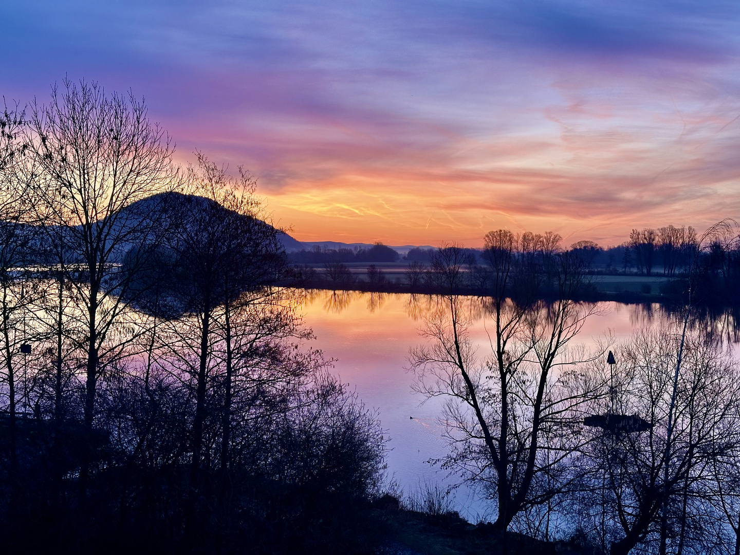 Sonnenaufgang Donau bei Donaustauf 