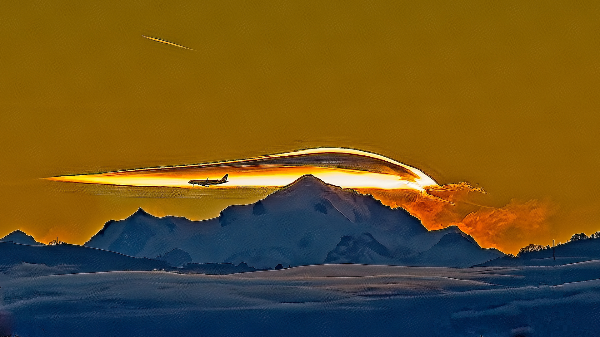 Sonnenaufgang hinter dem Mont Blanc