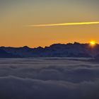 Sonnenaufgang hinter der Hochiss vom Herzogstand aus