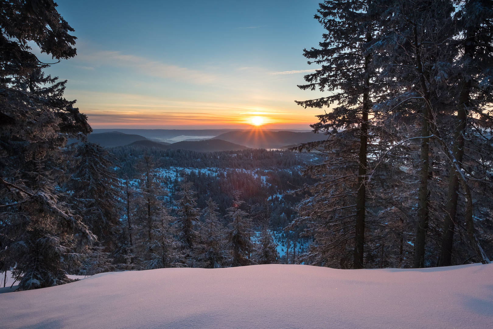 Sonnenaufgang Hornisgrinde Winter