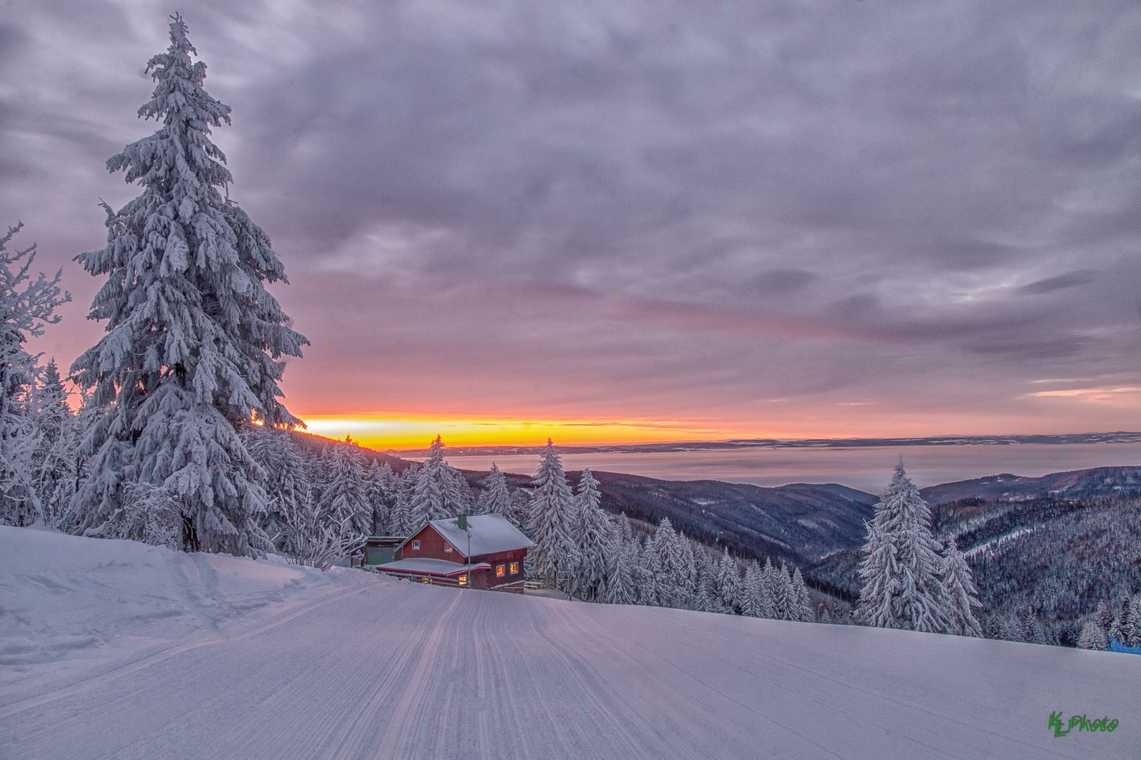 Sonnenaufgang im Böhmischen Erzgebirge