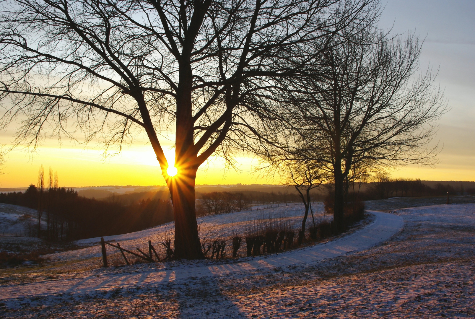 Sonnenaufgang im Eiswinter 2012