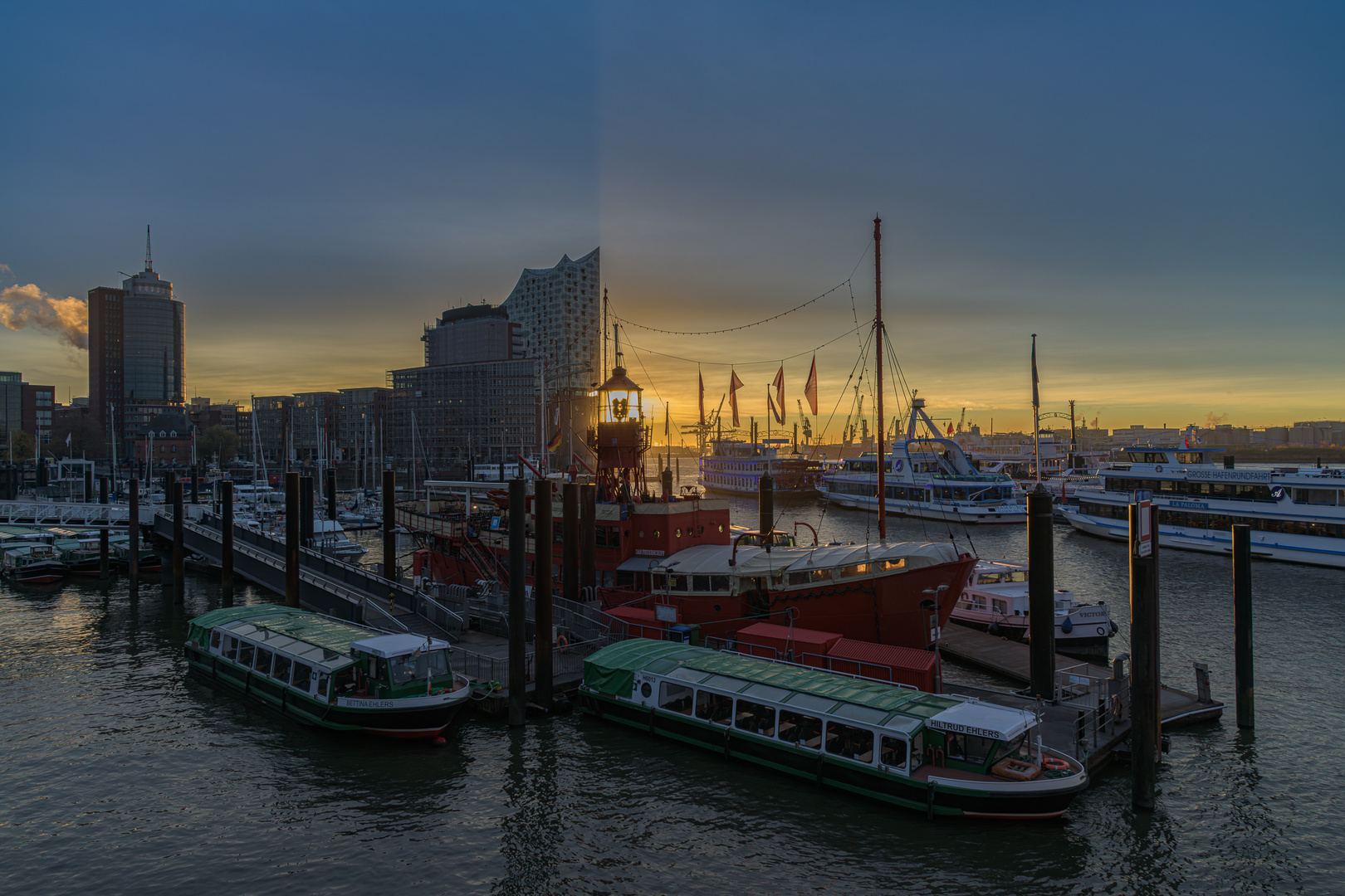 Sonnenaufgang im Hamburger Hafen 6