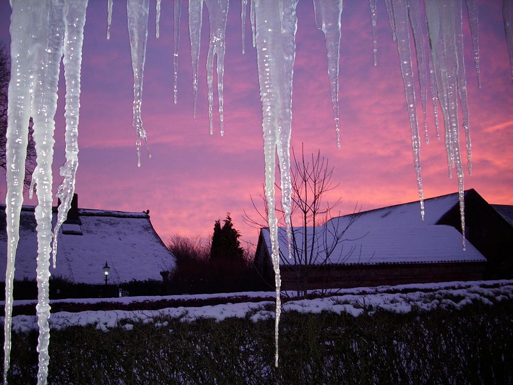 sonnenaufgang im kalten hamburgischen winter